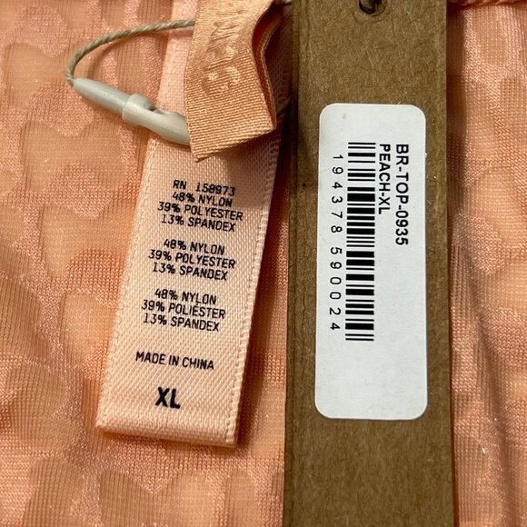 SKIMS Velvet Burnout Logo Glove Crop Top Peach XL - Picture 9 of 12